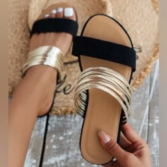 Emery Rose metallic two tone slides - Picture 5 of 5